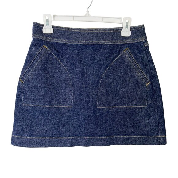 Spanx Denim Jean Mini Skirt Womens Size Medium Pull On Waist - Picture 1 of 8